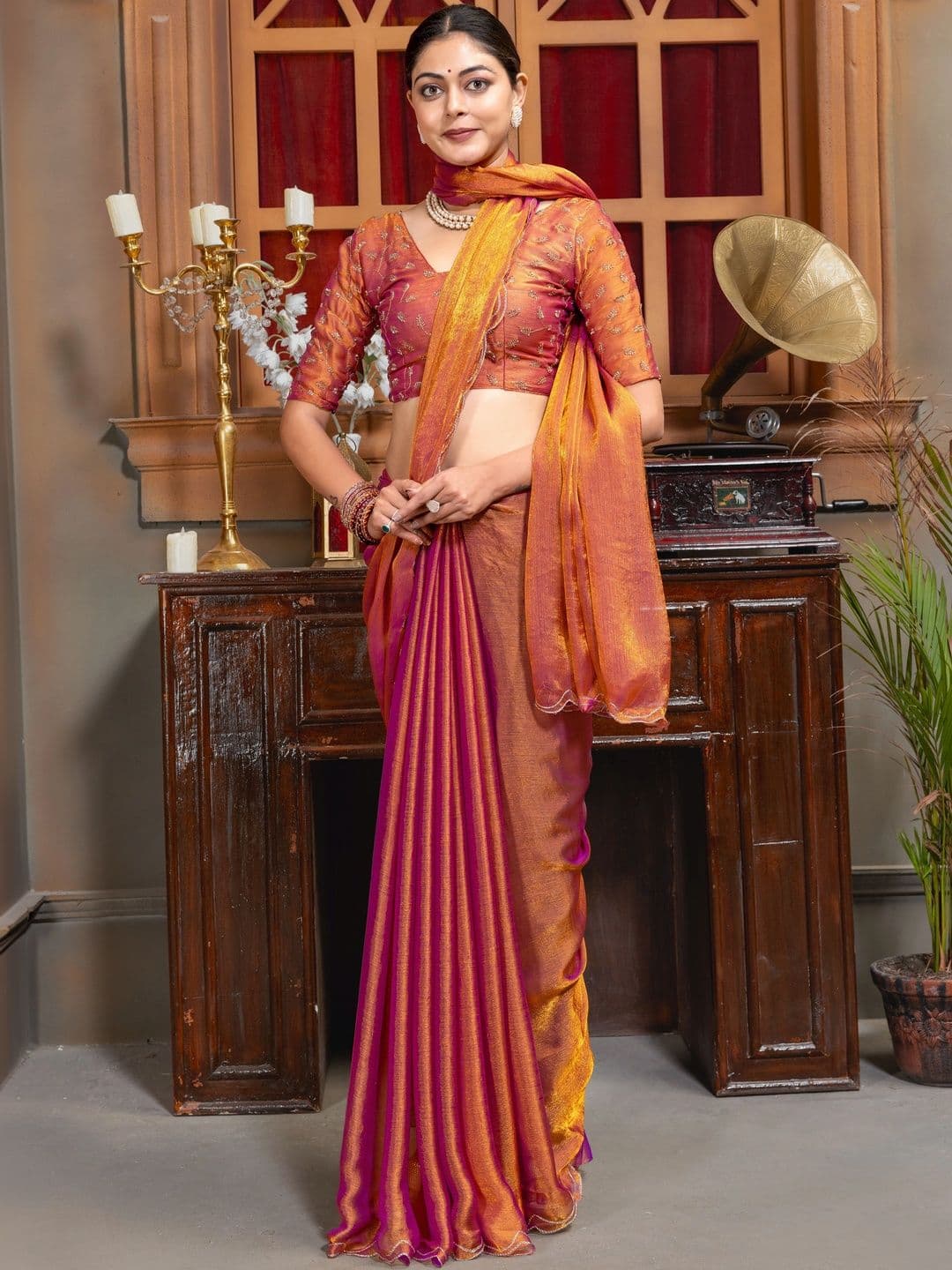 LabelVASTRA Embroidered Saree With Blouse Piece - view 1
