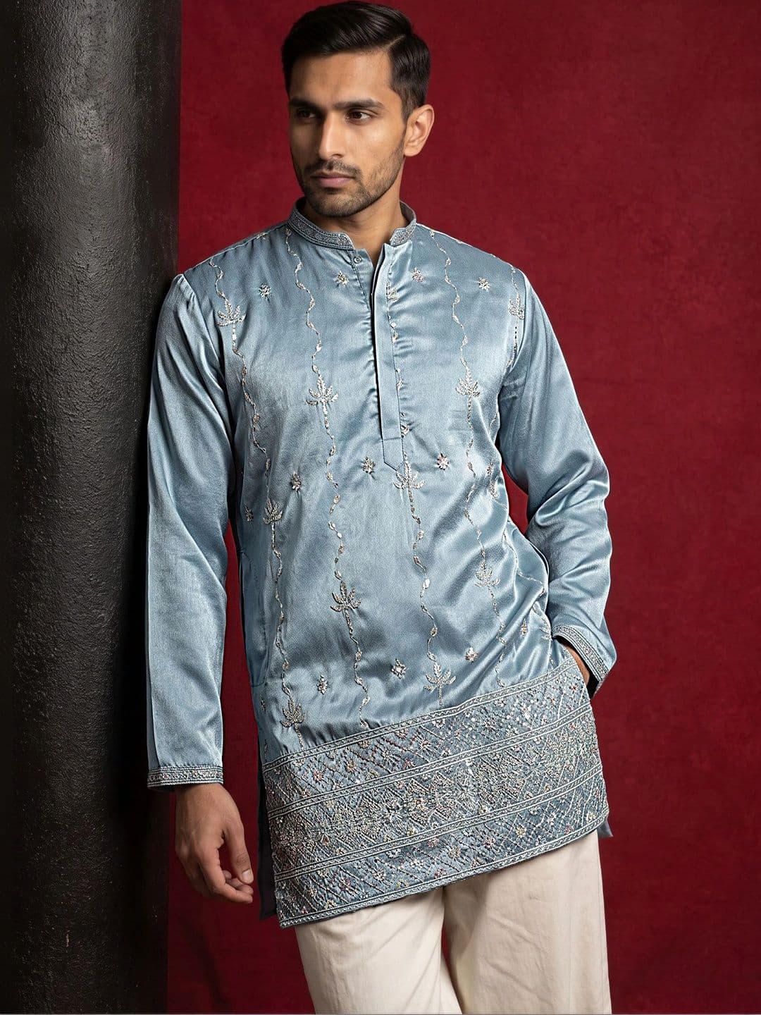 Jompers Men Embellished Sequinned Grandeur & Majestic Artwork Kurta - view 1
