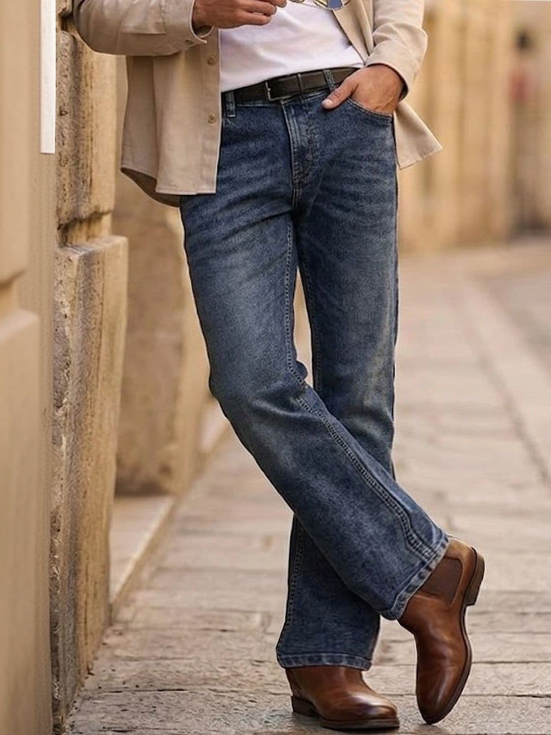 Urbano Fashion Men Bootcut Heavy Fade Stretchable Jeans - view 1