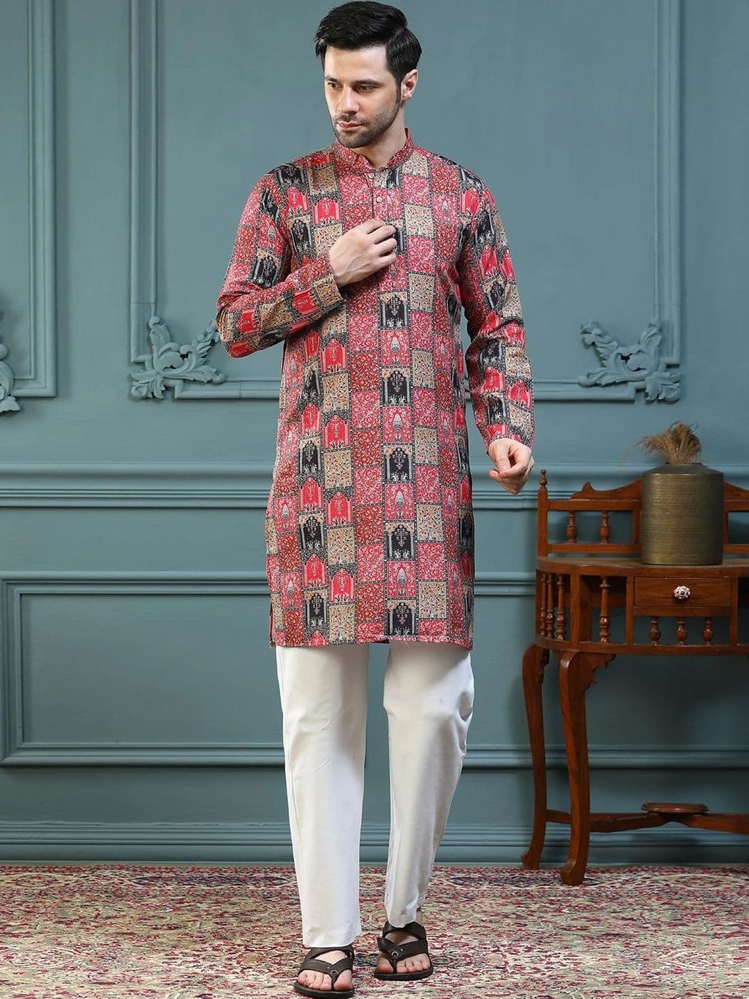 ALMORA Men Ethnic Motifs Printed Kurta - view 1