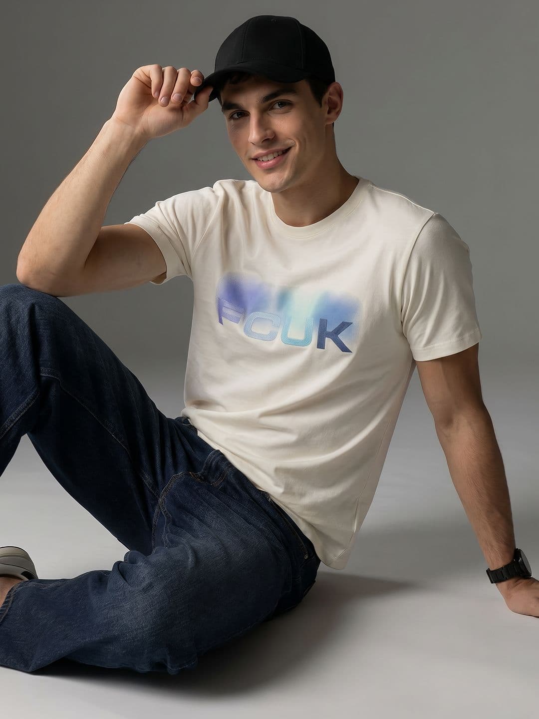 FCUK Brand Logo Printed Pure Cotton T-shirt - view 1