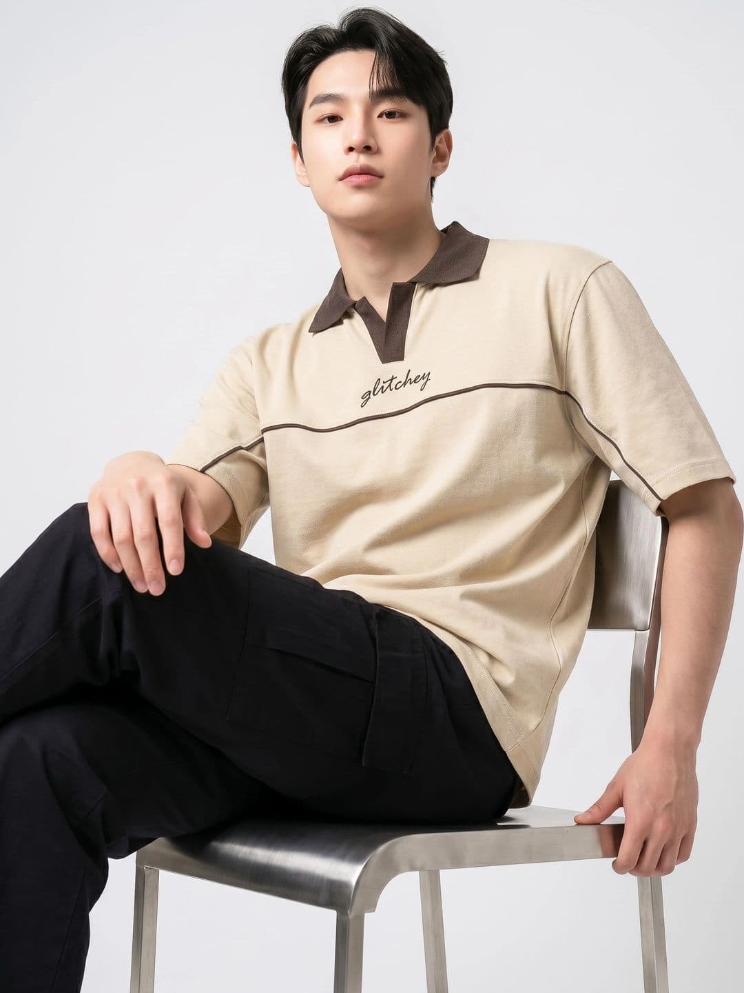 glitchez Men Brand Logo Polo Collar T-shirt - view 1
