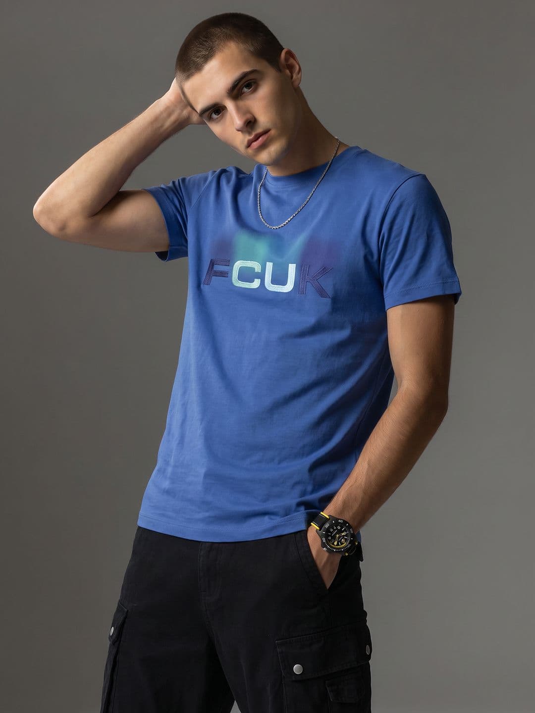 FCUK Brand Logo Embroidered T-shirt - view 1