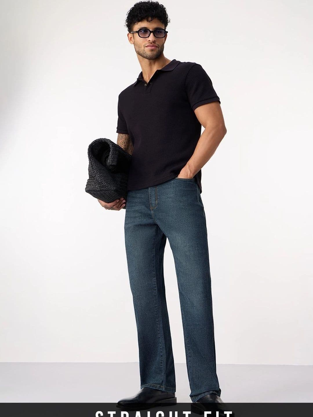 The Souled Store Men Straight Fit Mid-Rise Light Fade Stretchable Jeans - view 1