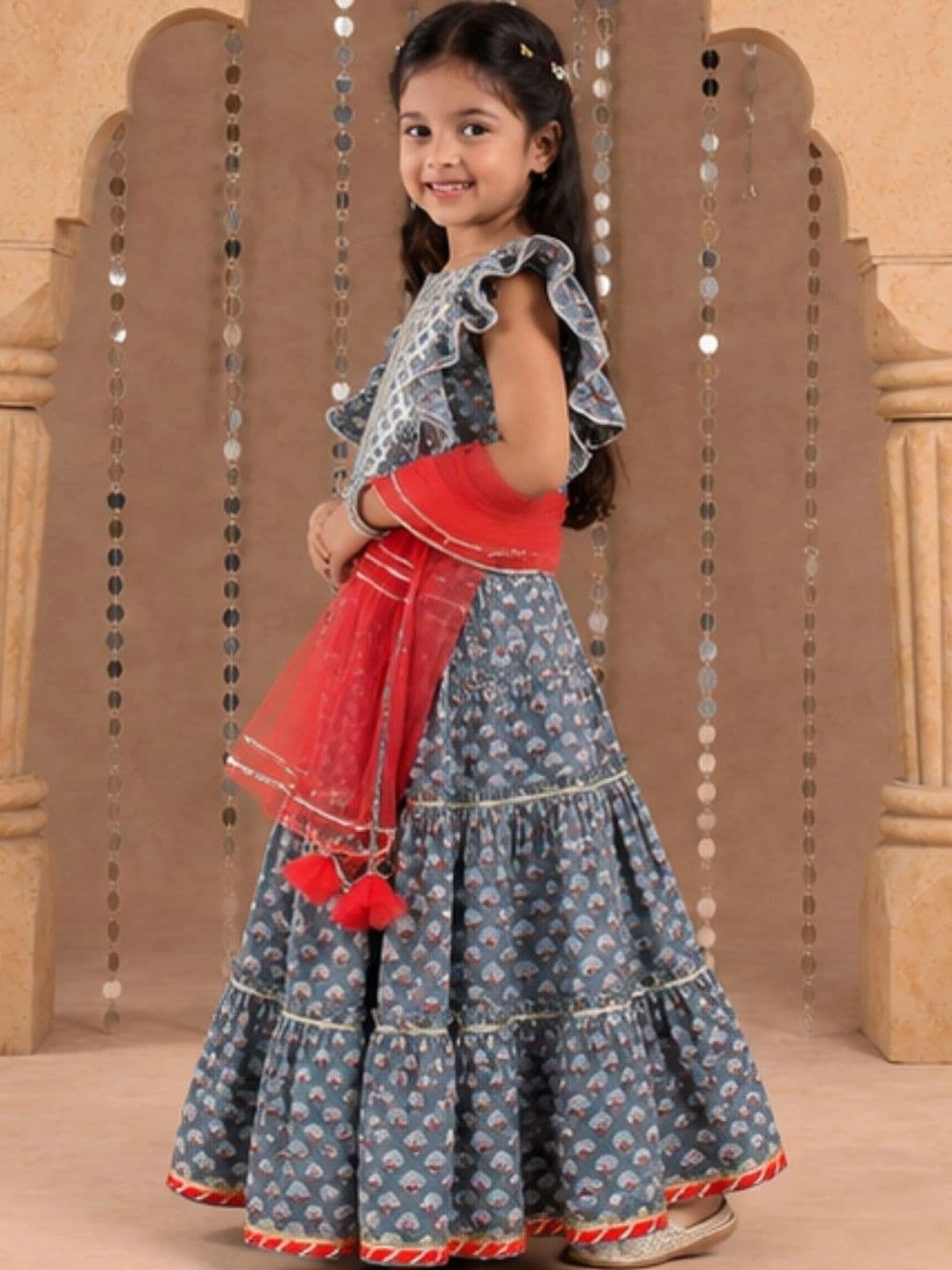 LIL DRAMA Girls Printed Ready to Wear Lehenga & Blouse With Dupatta - view 1