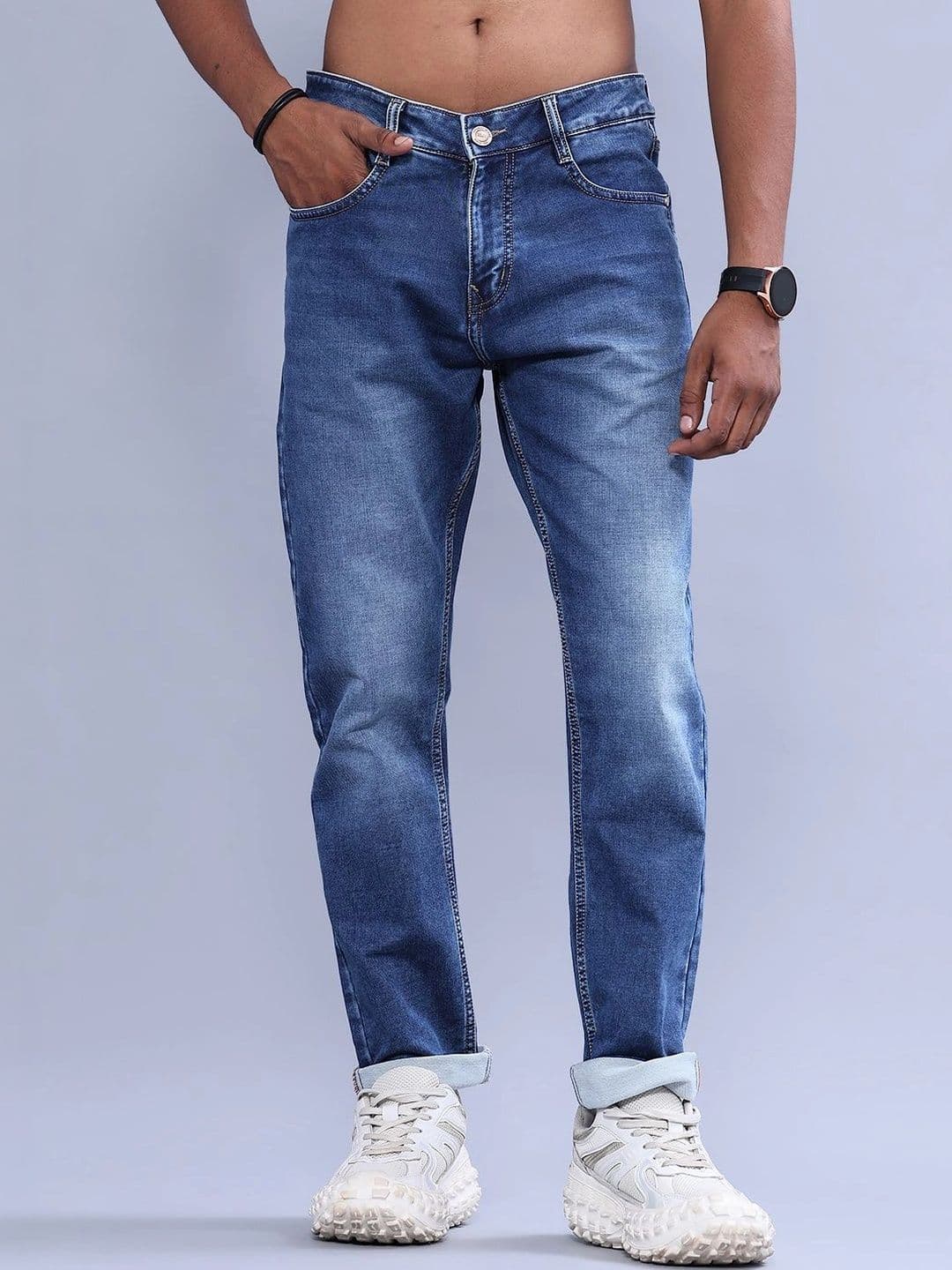 V-Mart Men Regular Fit Mid-Rise Cuffed Hem Stretchable Jeans - view 1