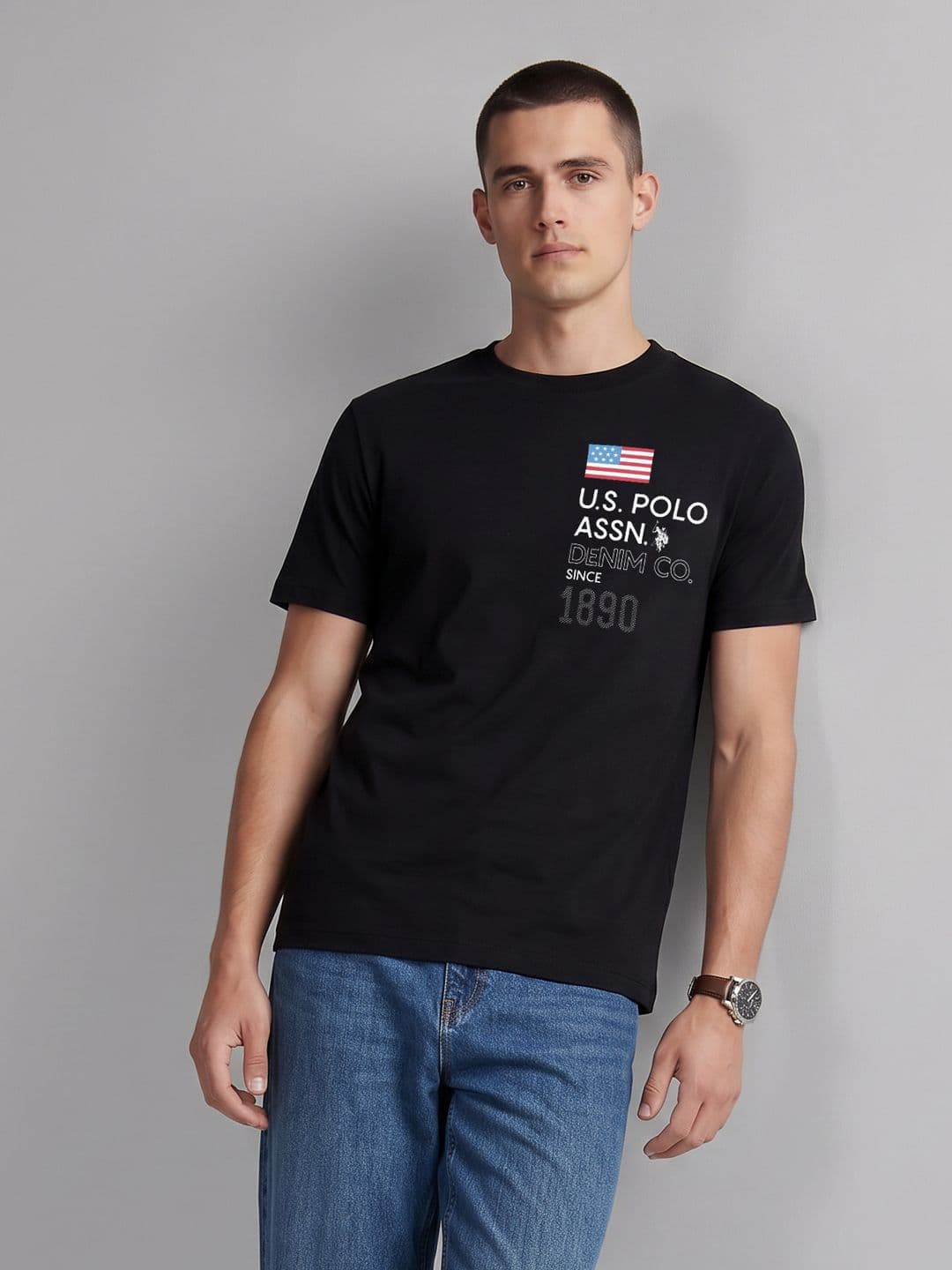 U.S. Polo Assn. Denim Co. Brand Logo Printed Pure Cotton T-shirt - view 1