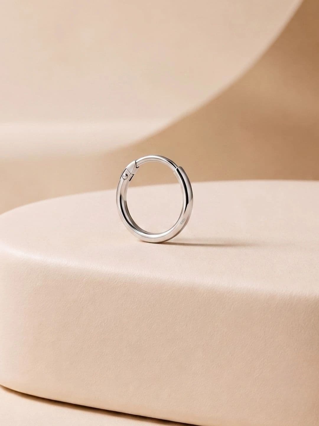 HighSpark Men's 925 Silver Round Classic Thin Hoop Earrings - view 1