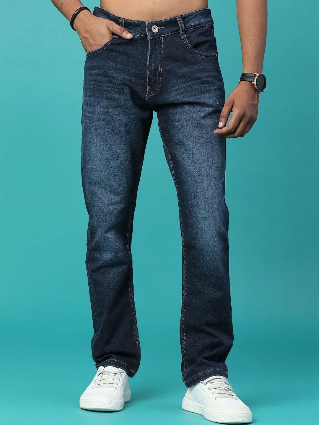 V-Mart Men Regular Fit Mid-Rise Low Distress Stretchable Jeans - view 1