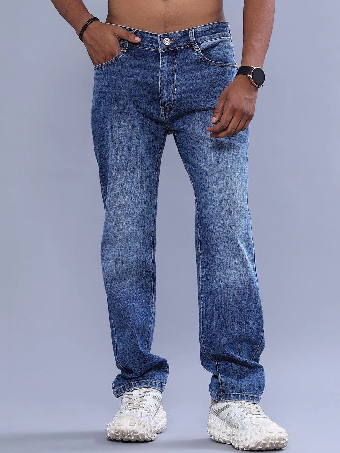 V-Mart Men Regular Fit Mid-Rise Low Distress Cotton Jeans - view 1