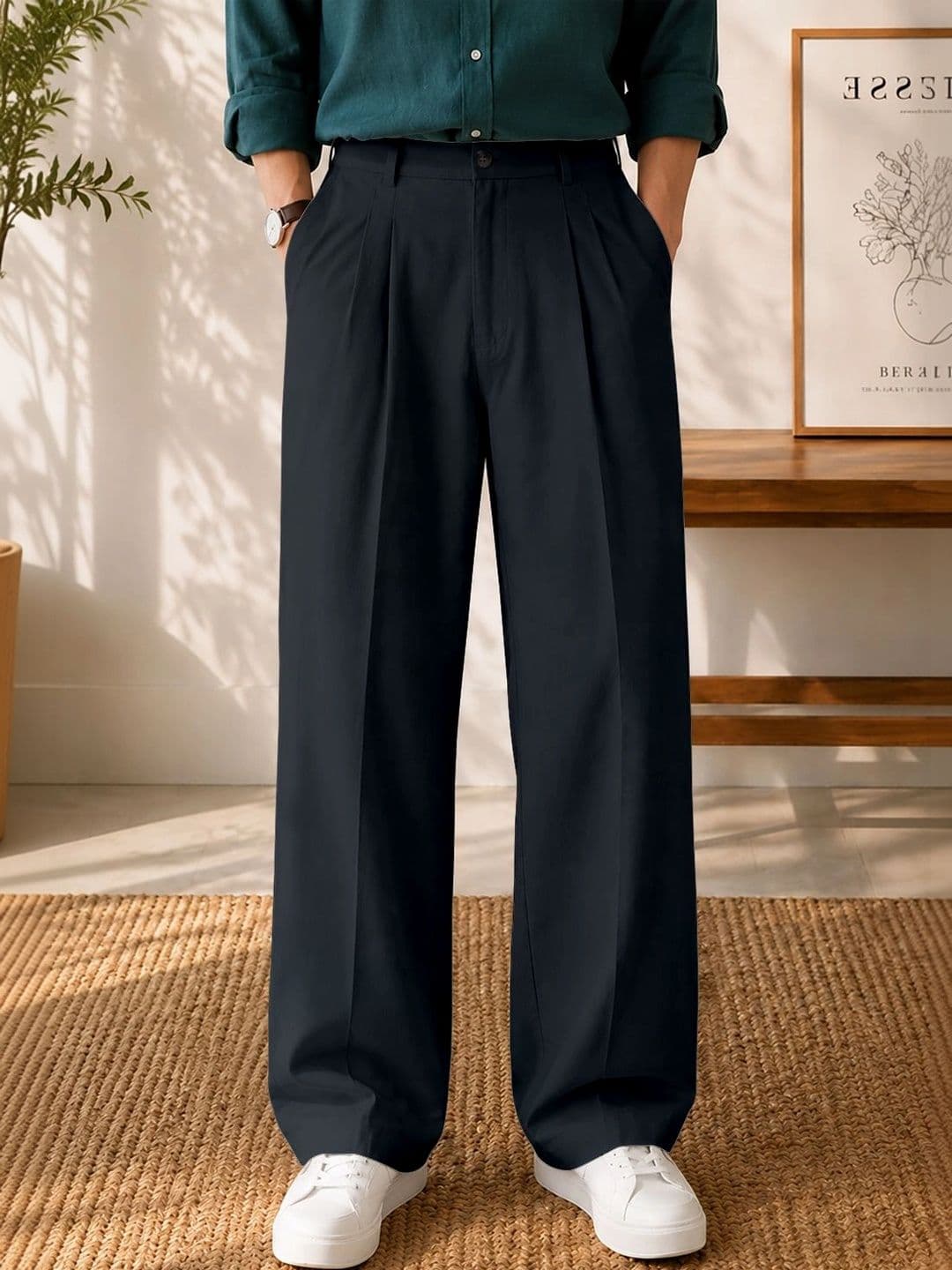FTX Men Relaxed Loose Fit Easy Wash Pleated Trousers - view 1