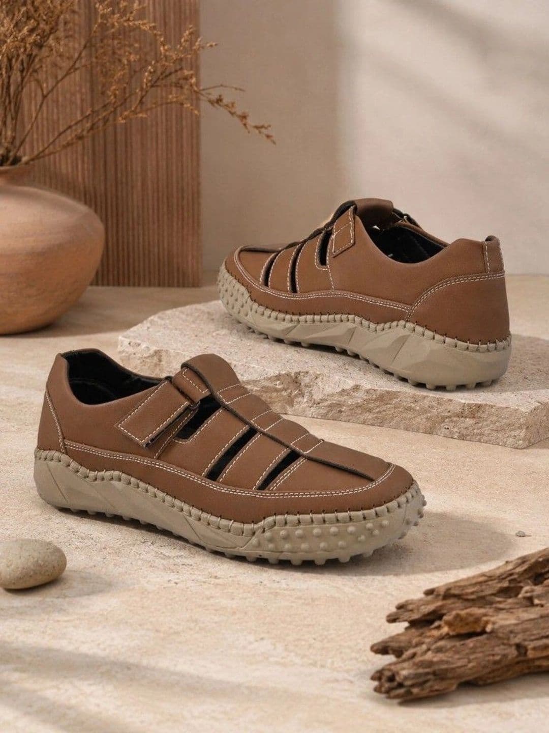 Roadster Men Tan Suede Height Increasing Casual Comfortable Slip On Shoe Style Sandals - view 1