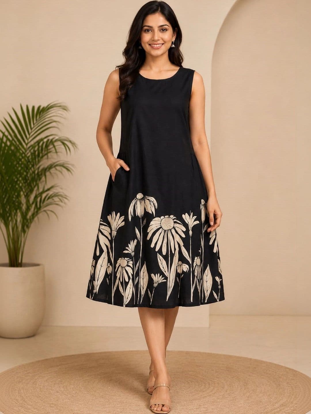 Sangria Floral Print A-Line Dress - view 1