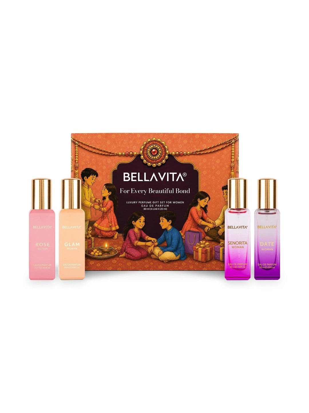 Bella Vita Organic Set Of 4 pcs Perfumes with Rakhi - view 1