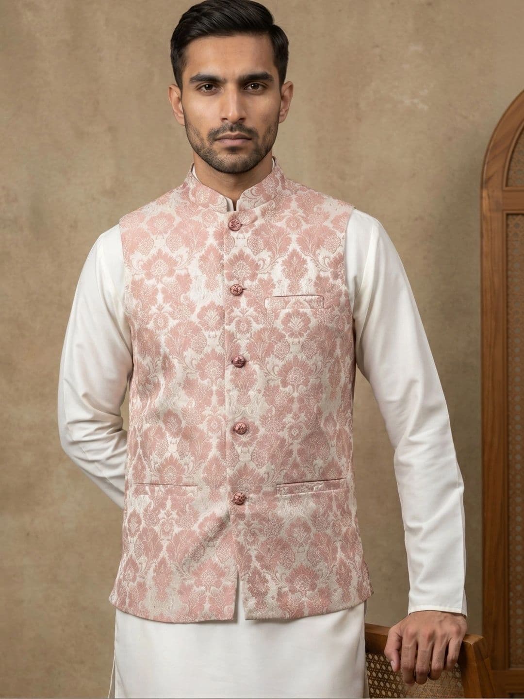 Jompers Woven Design Woven Nehru Jackets - view 1