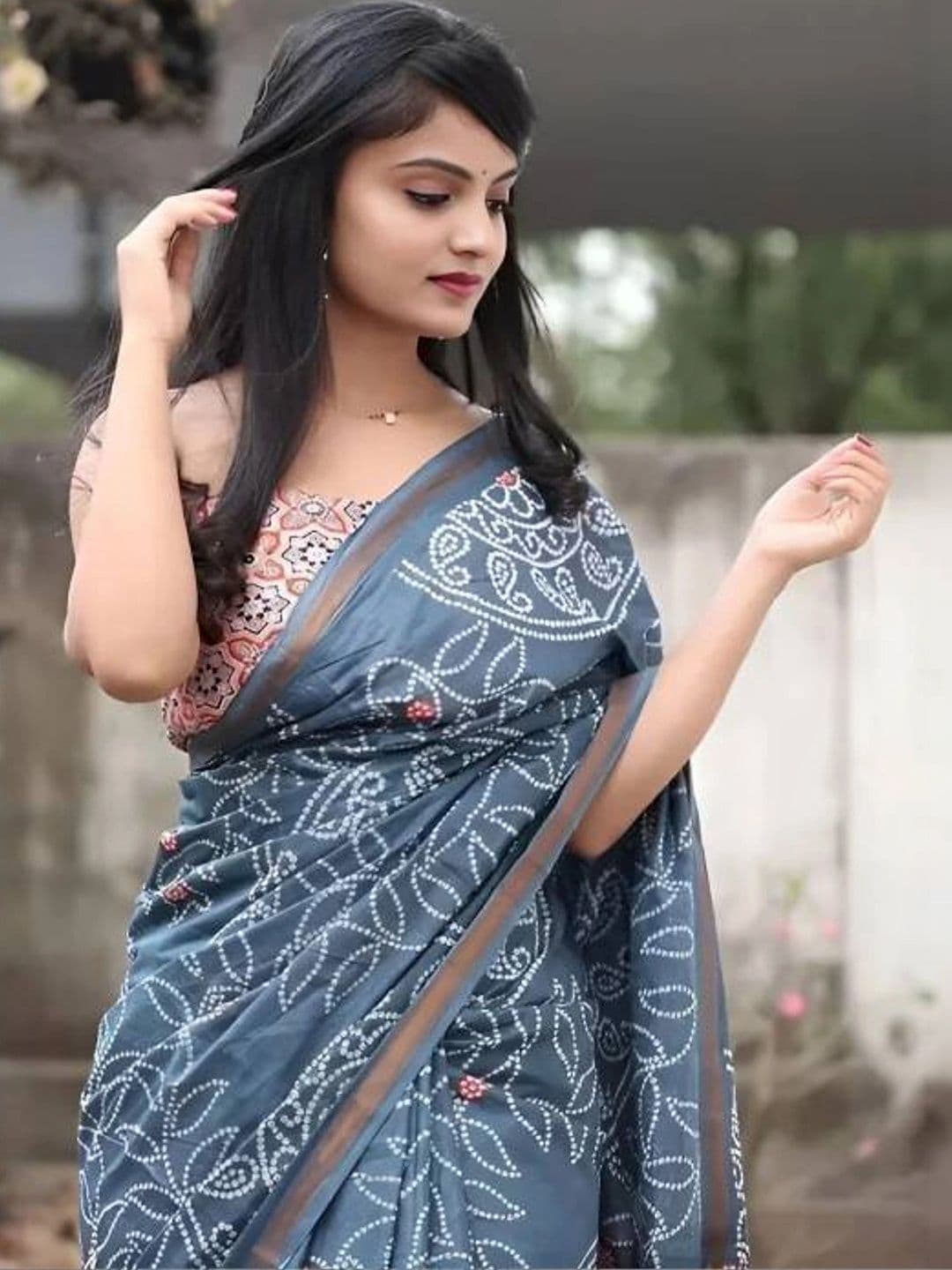 RJ CREATION Pure Cotton Block Print Saree - view 1