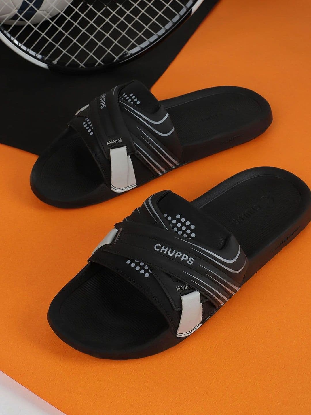 CHUPPS Men Black Vertex Powergrip Orthopedic Sliders - view 1