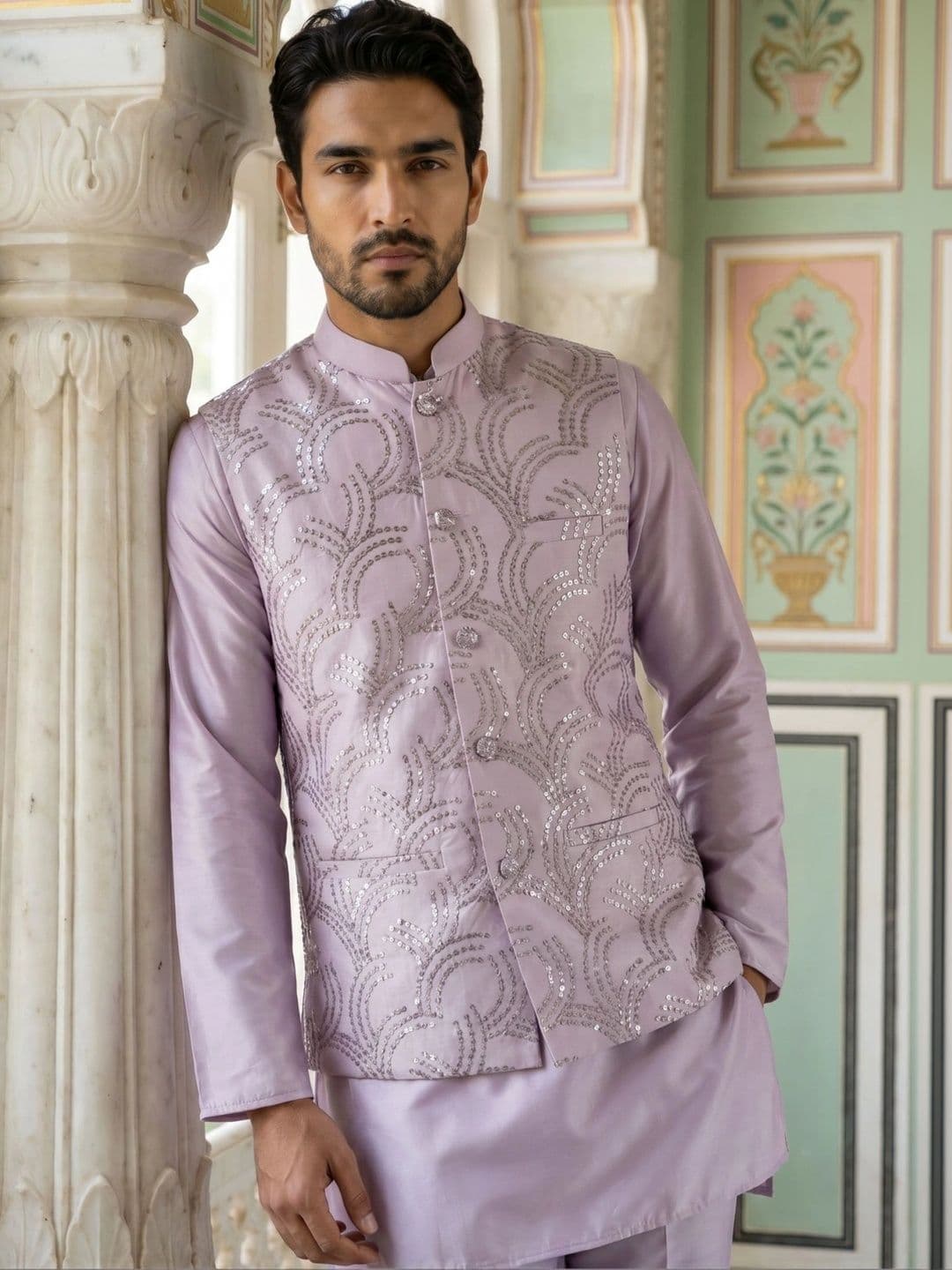 Jompers Embellished Satin Nehru Jackets - view 1
