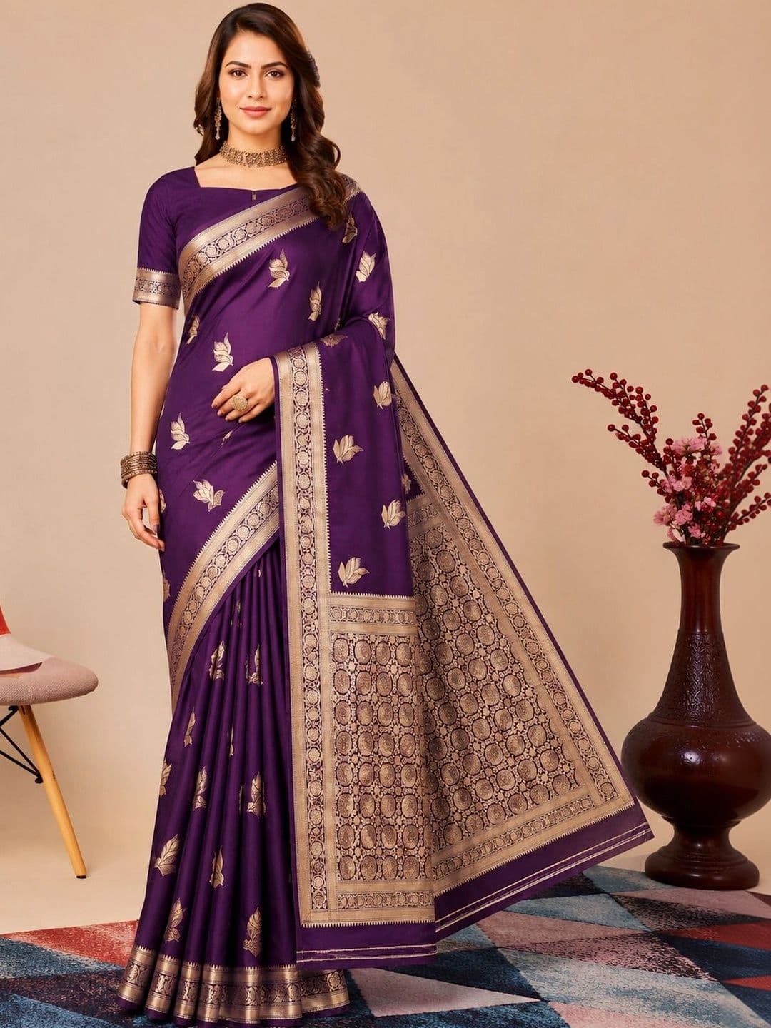 Fabbarries Woven Design Zari Silk Blend Kanjeevaram Saree - view 1