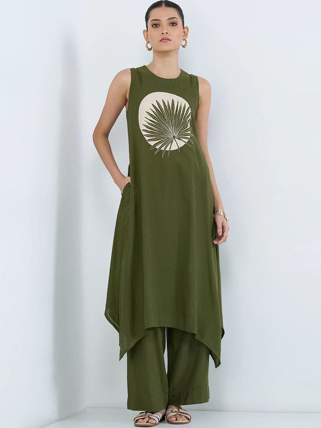 RANGMANCH BY PANTALOONS Women Printed Regular Pure Cotton Kurta with Trousers - view 1