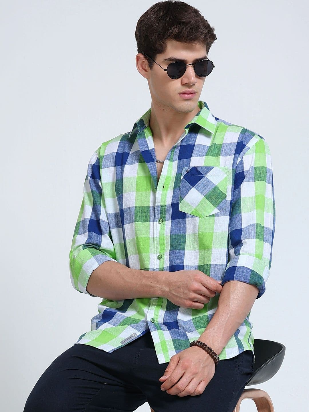 FashionDistrict Men Comfort Gingham Checks Sheer Striped Casual Shirt - view 1
