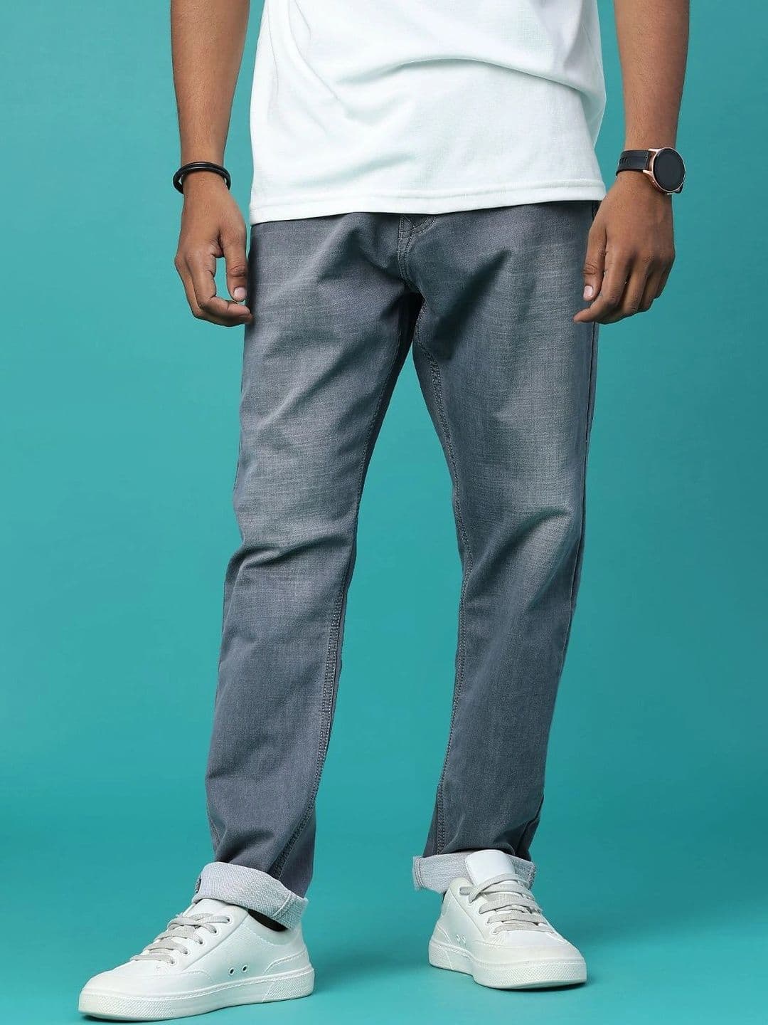 V-Mart Men Regular Fit Mid-Rise Cotton Low Distress Cuffed Hem Jeans - view 1