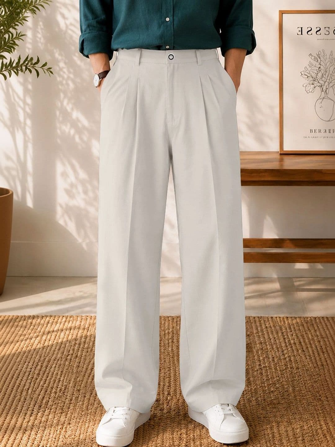 FTX Men Relaxed Fit Wide Leg Pleated Trousers - view 1
