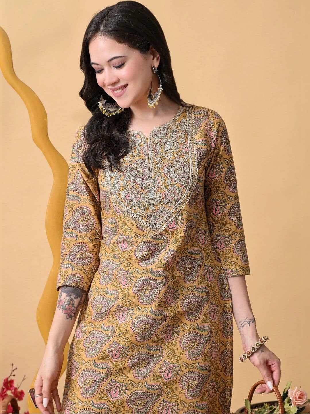 PHYSIL Women Paisley Printed Thread Work Kurta - view 1