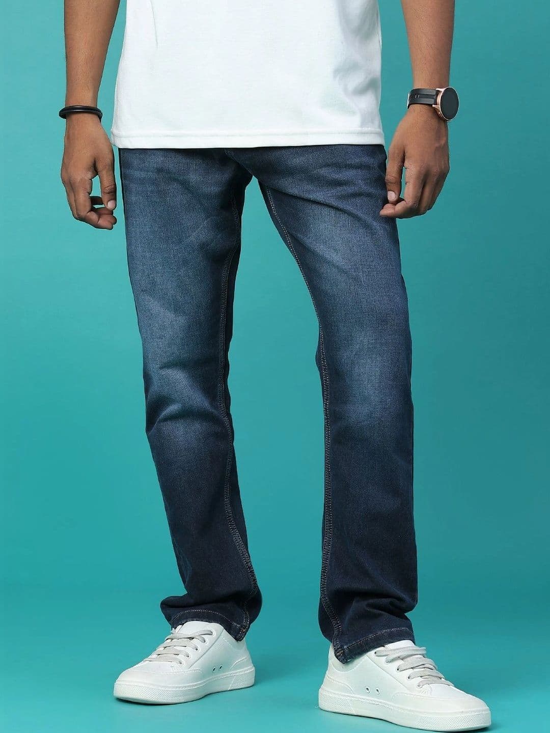 V-Mart Men Regular Fit Mid-Rise Low Distress Stretchable Jeans - view 1