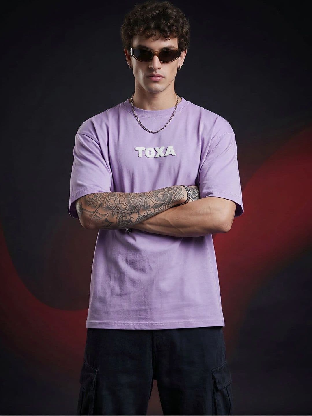 TOXA Unisex Typography Puff-Print Half Sleeve Oversized Casual T-Shirt - view 1