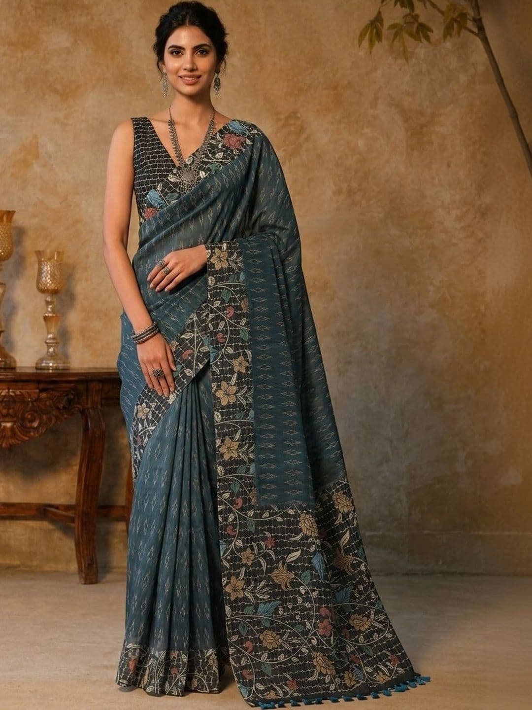 AANVI Floral Chanderi Saree - view 1