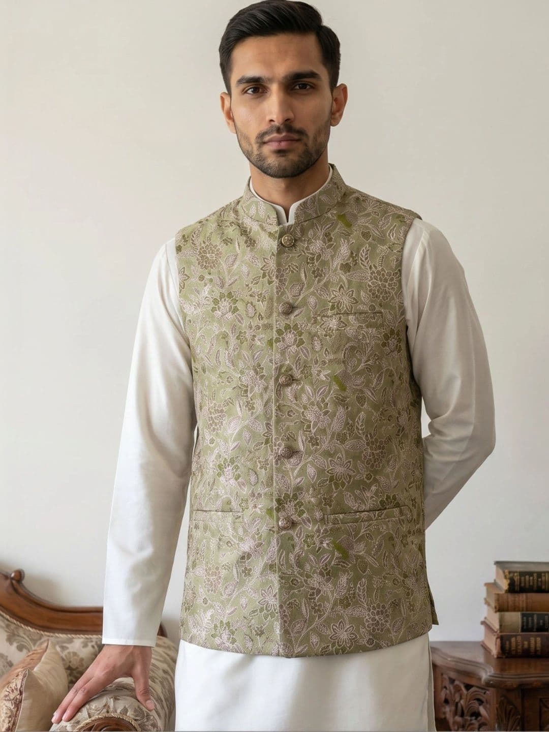Jompers Embroidered Woven Nehru Jackets - view 1