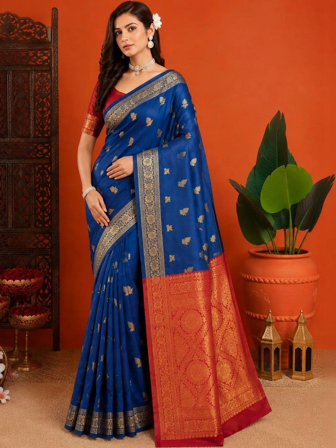 Fabbarries Woven Design Zari Silk Blend Kanjeevaram Saree - view 1