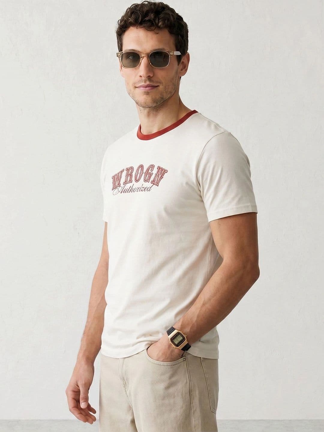 WROGN Men Typography Printed Slim Fit T-shirt - view 1