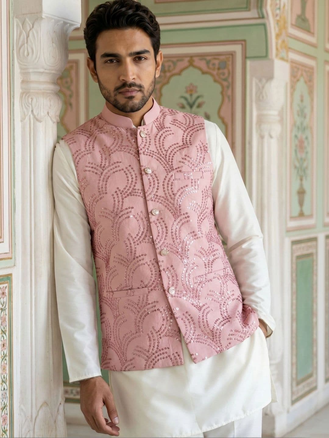 Jompers Embellished Satin Nehru Jackets - view 1