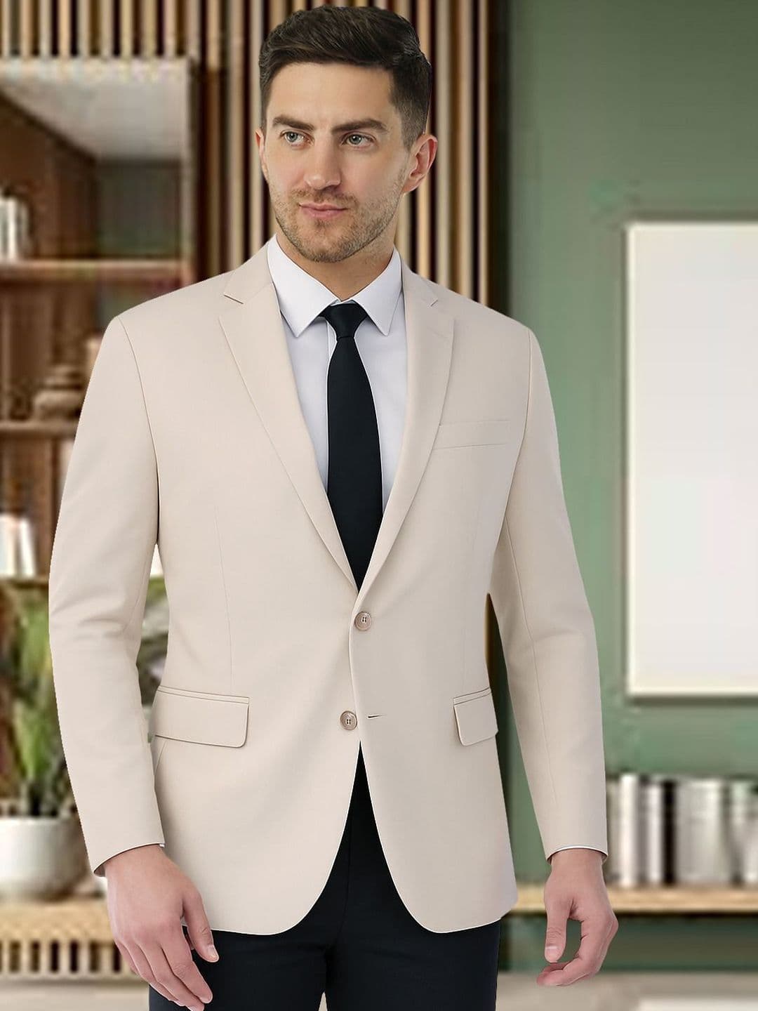 Integration Premium Notched Lapel Fully Lined Slim-Fit Formal Business Blazer - view 1