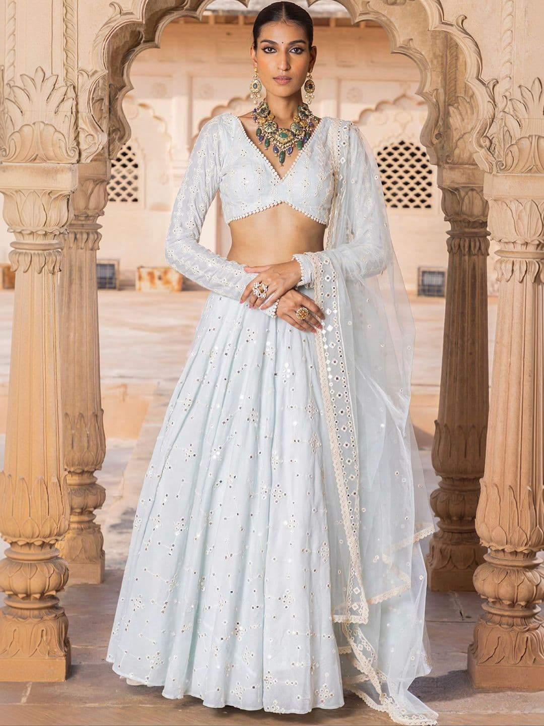 FAB WINDOW Embroidered Sequinned Ready to Wear Lehenga & Blouse With Dupatta - view 1