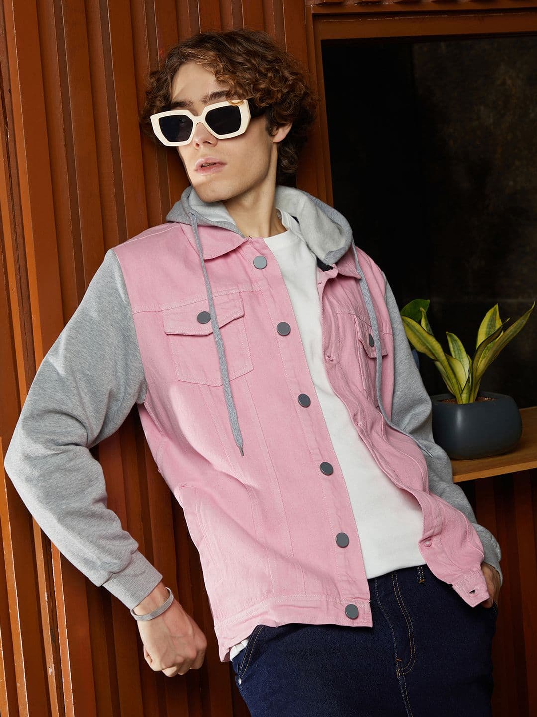 CAHOOT Men Colourblocked Lightweight Denim Jacket with Embroidered - view 1
