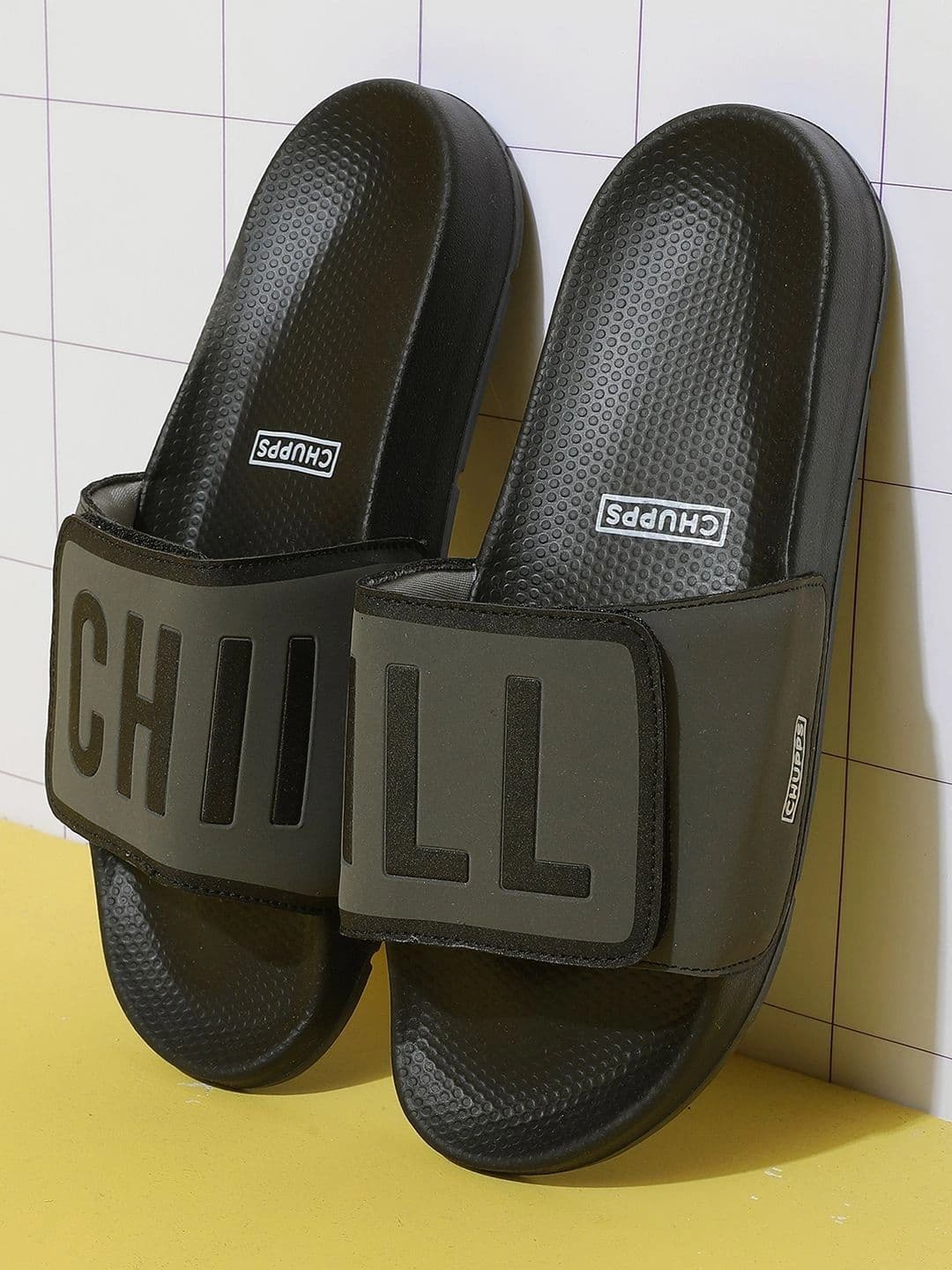 CHUPPS Men Black Grey Chill Out Ergo-X Orthopedic Sliders - view 1