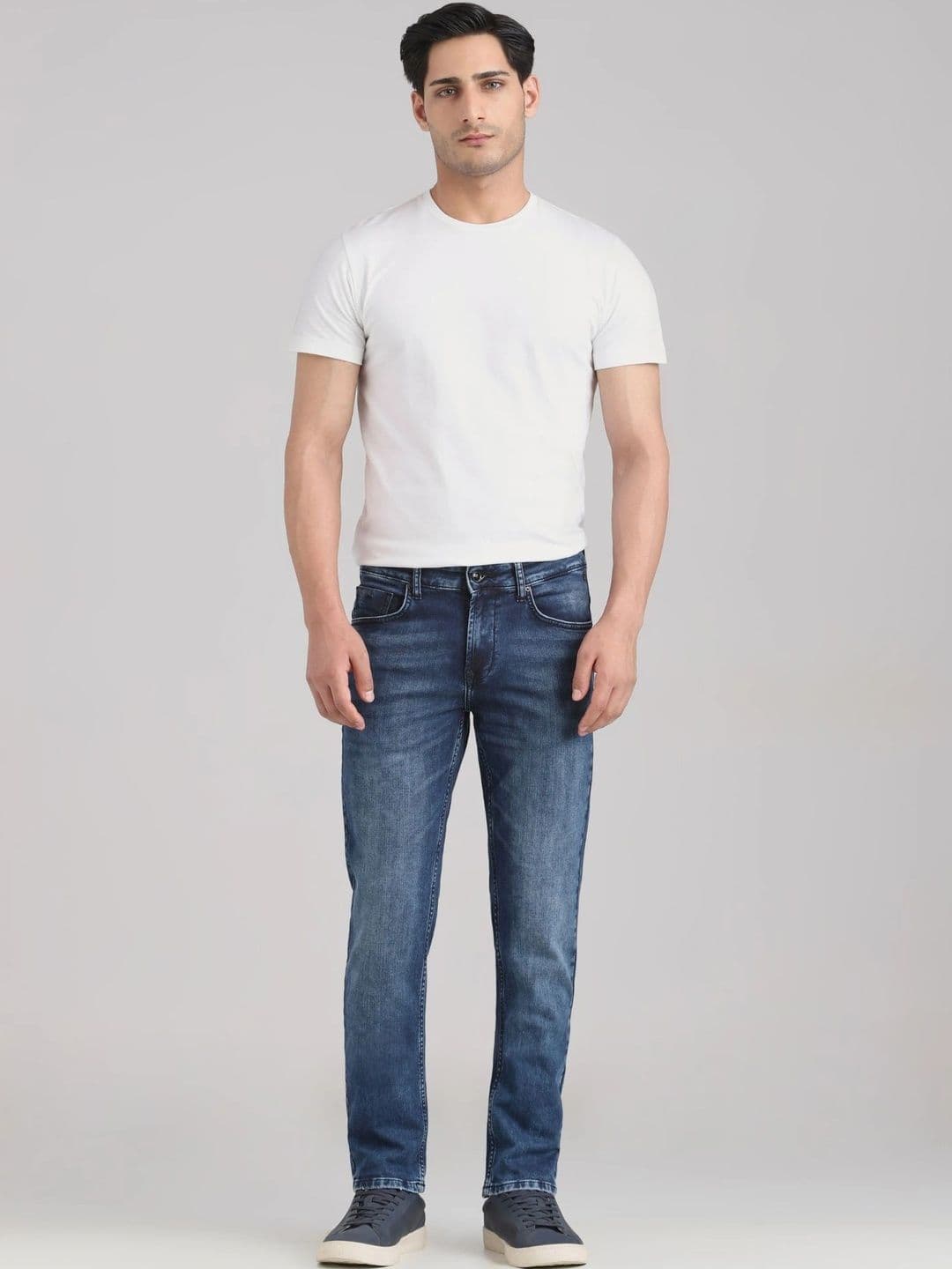 Global Jeans Men Regular Fit Mid-Rise Low Distress Jeans - view 1