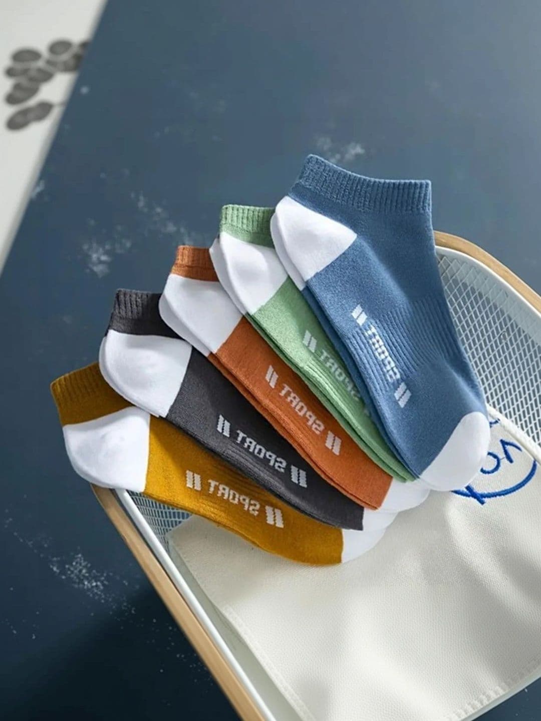 BEAR&BEYOND Men Pack of 5 Cotton Assorted Colourblocked Ankle Length Socks - view 1