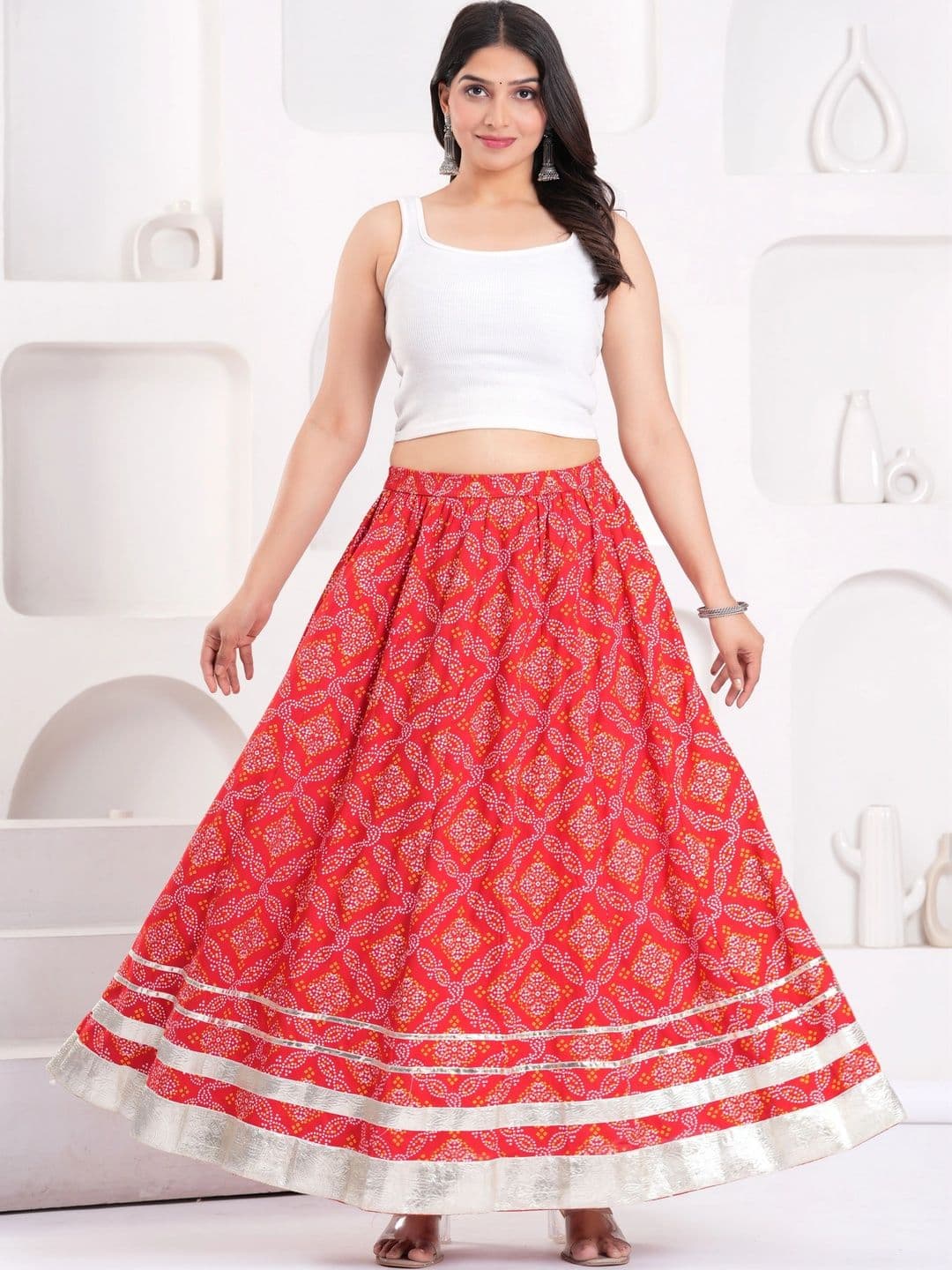 Maquien Women Geometric Maxi Flared Skirt - view 1