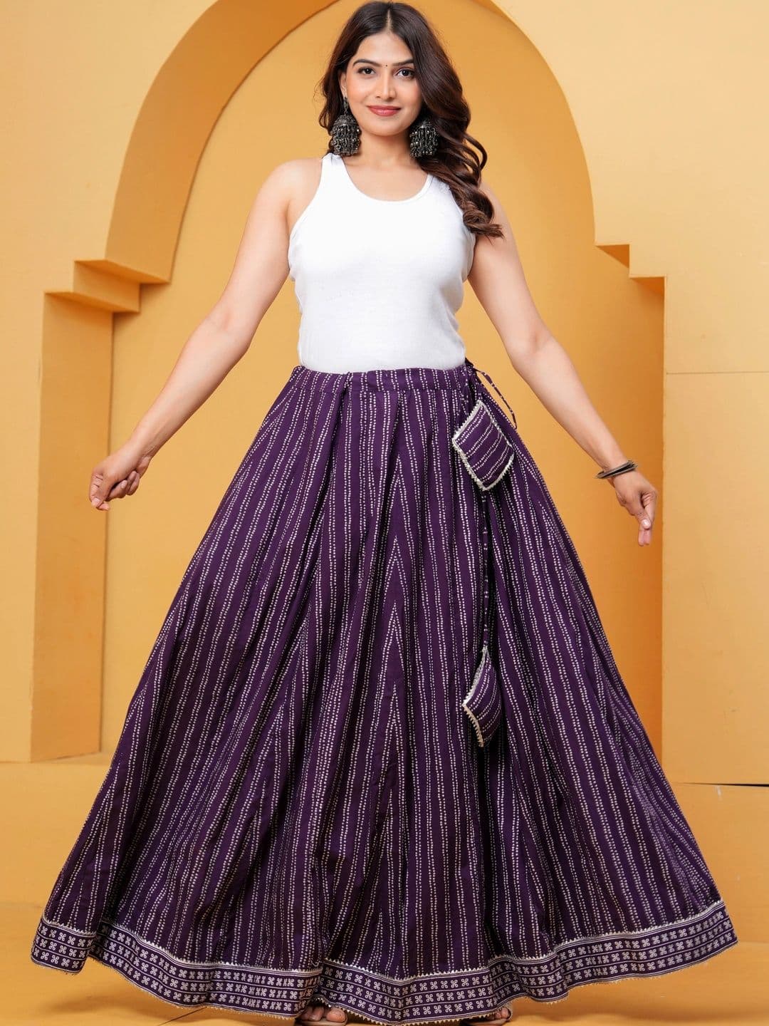 Maquien Women Geometric Maxi Flared Skirt - view 1