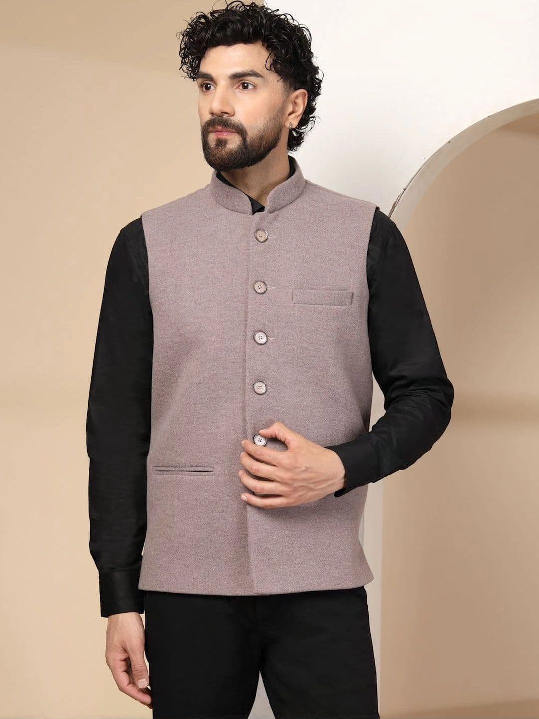 Vastraa Fusion Mandarin Collar Nehru Jacket - view 1
