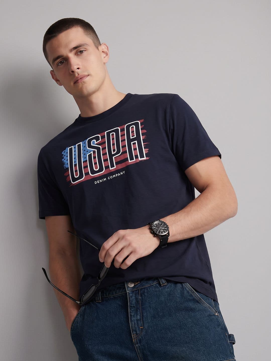 U.S. Polo Assn. Denim Co. Brand Logo Printed Pure Cotton T-shirt - view 1