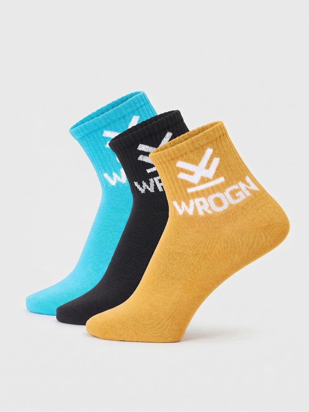 WROGN Men Pack of 3 Cotton Blend Patterned Ankle Length Socks - view 1