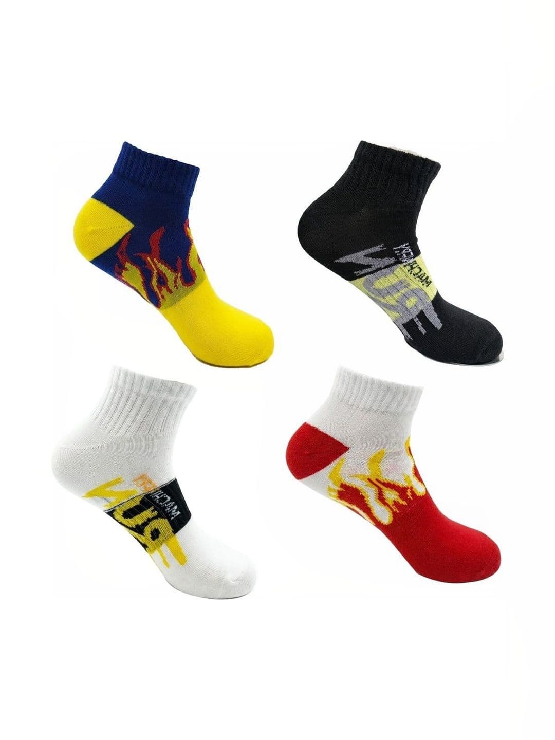BEAR&BEYOND Men Pack of 4 Cotton Assorted Patterned Ankle Length Socks - view 1