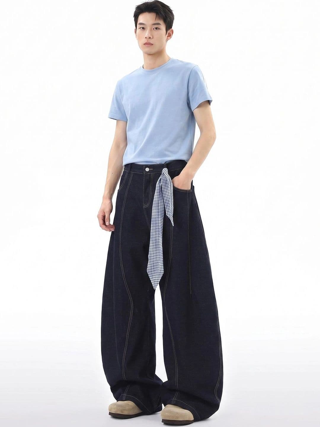 StyleCast x Revolte Men Wide Leg Mid-Rise Heavy Fade Jeans - view 1
