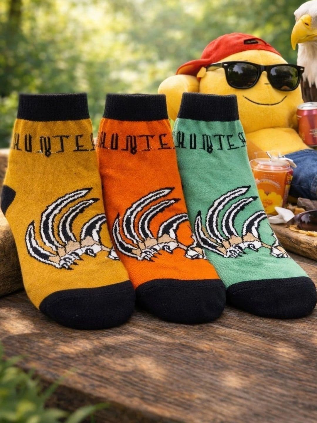 BEAR&BEYOND Men Pack of 3 Cotton Assorted Patterned Above Ankle Socks - view 1