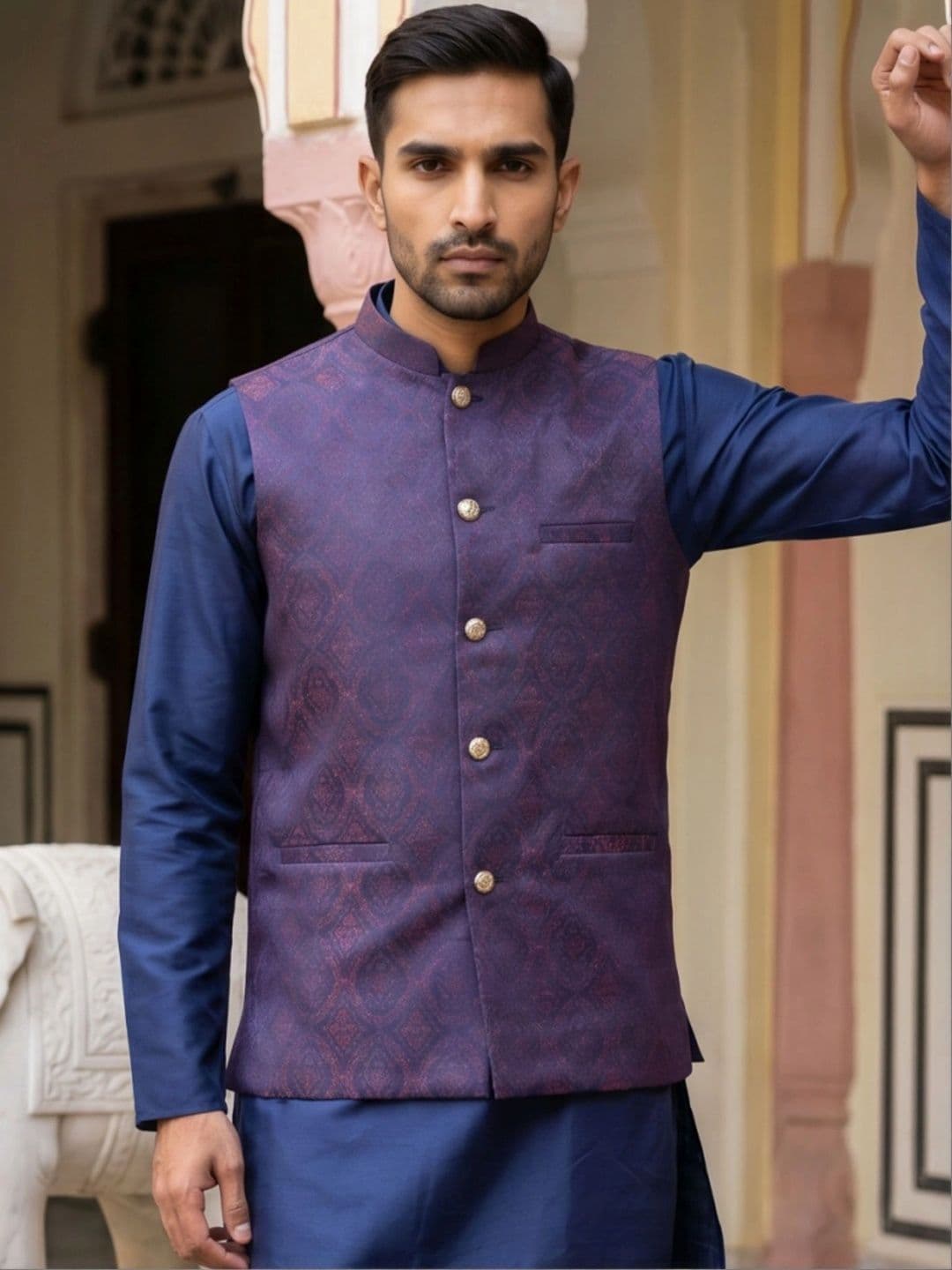 Jompers Woven Design Nehru Jackets - view 1